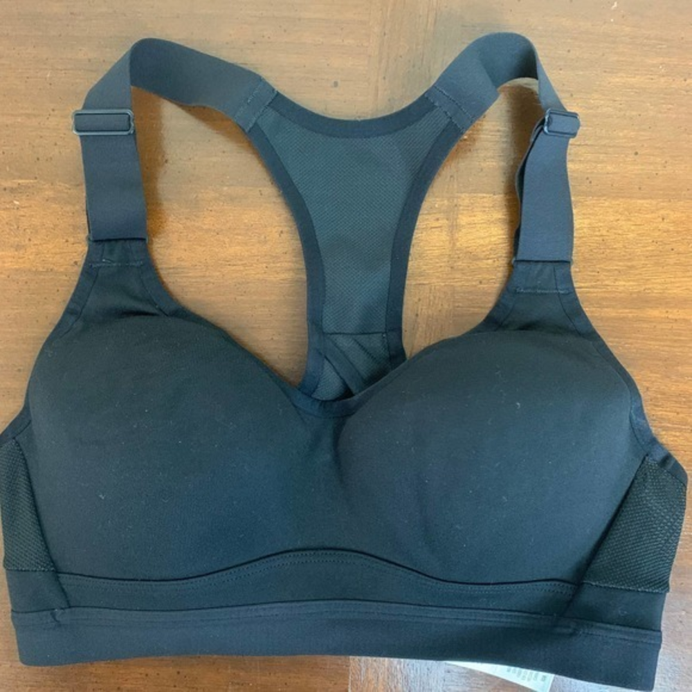 Victoria Sport Black High Impact Racerback Sports Bra Adjustable Straps 32B